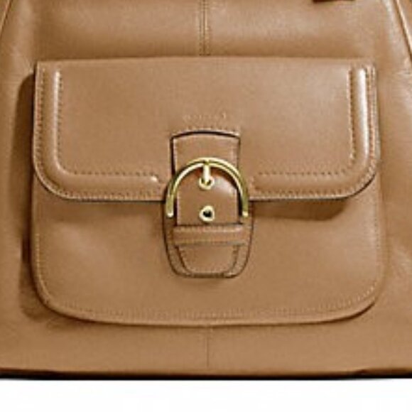 Coach Campbell Saddle Camel Handbag Hobo 3 Compartments F24686 Great Condition - Picture 2 of 15